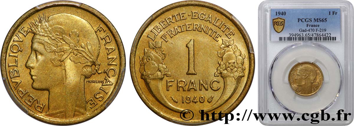 1 franc Morlon 1940 Paris F.219/11 FDC65 PCGS