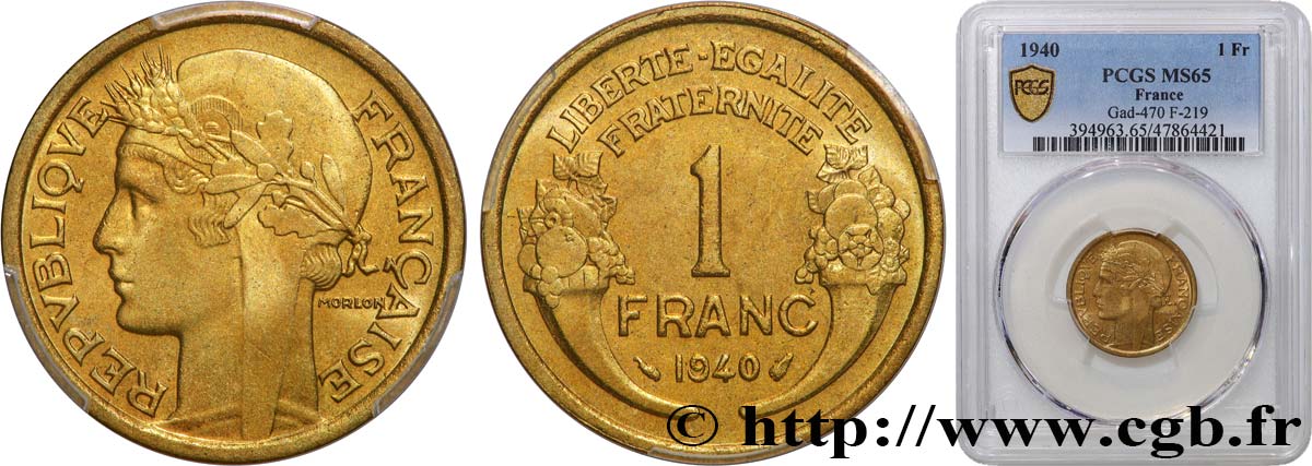 1 franc Morlon 1940 Paris F.219/11 FDC65 PCGS