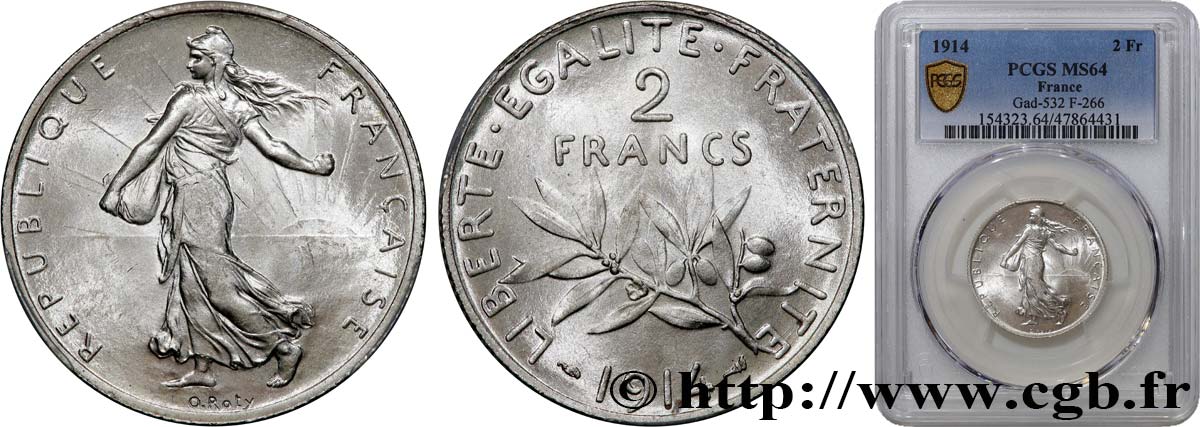 2 francs Semeuse 1914  F.266/15 MS64 PCGS