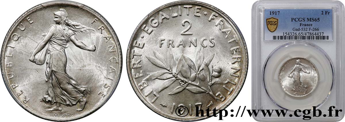2 francs Semeuse 1917  F.266/19 FDC65 PCGS