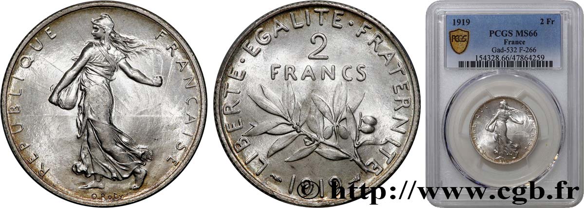 2 francs Semeuse 1919  F.266/21 FDC66 PCGS