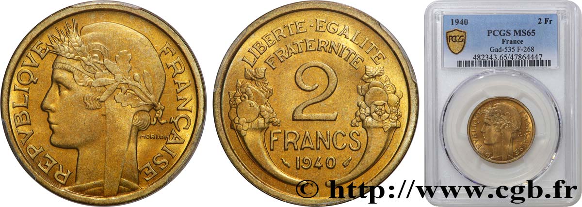 2 francs Morlon 1940  F.268/13 FDC65 PCGS