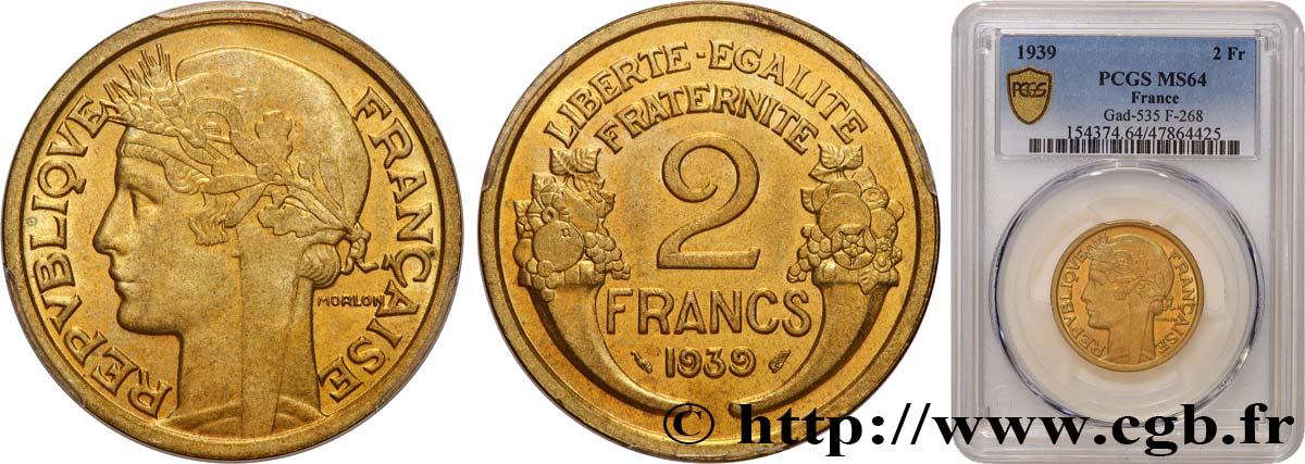 2 francs Morlon 1939  F.268/12 SC64 PCGS