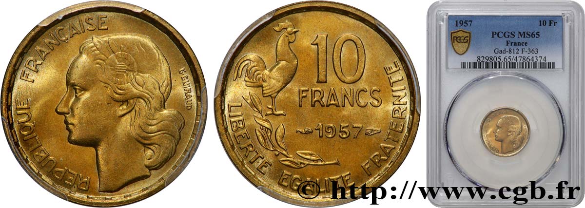 10 francs Guiraud 1957  F.363/13 ST65 PCGS