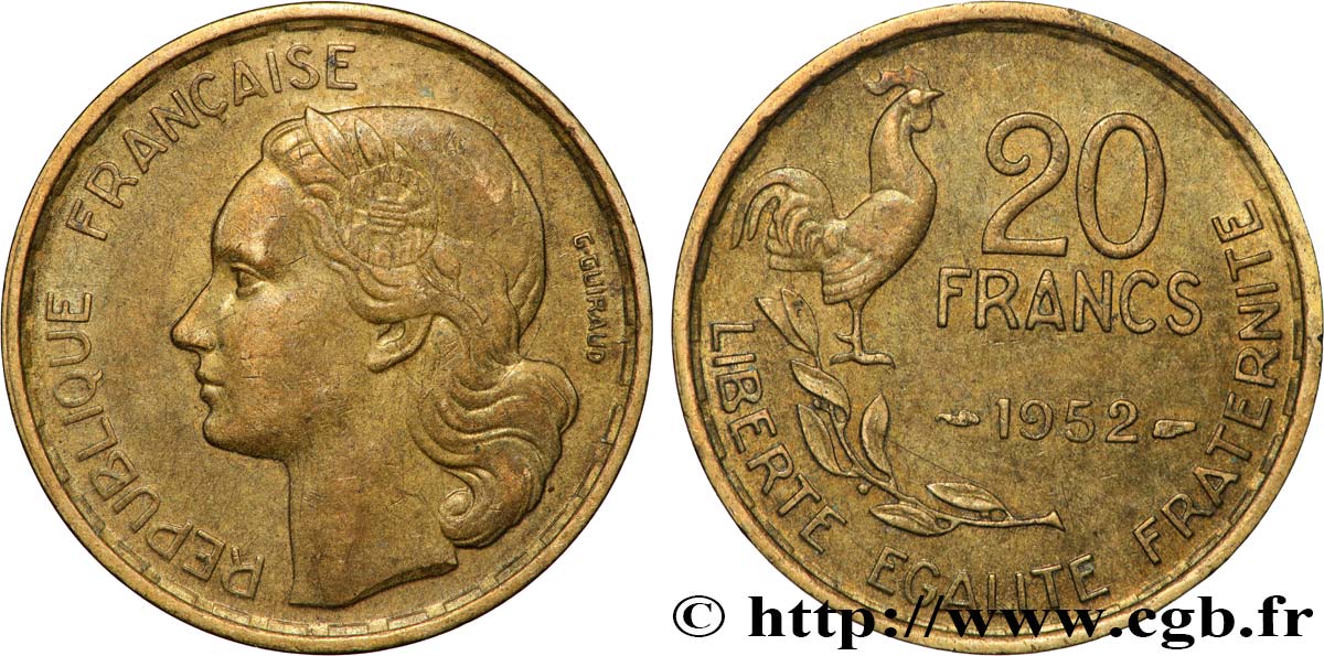 20 francs G. Guiraud 1952  F.402/9 SS 