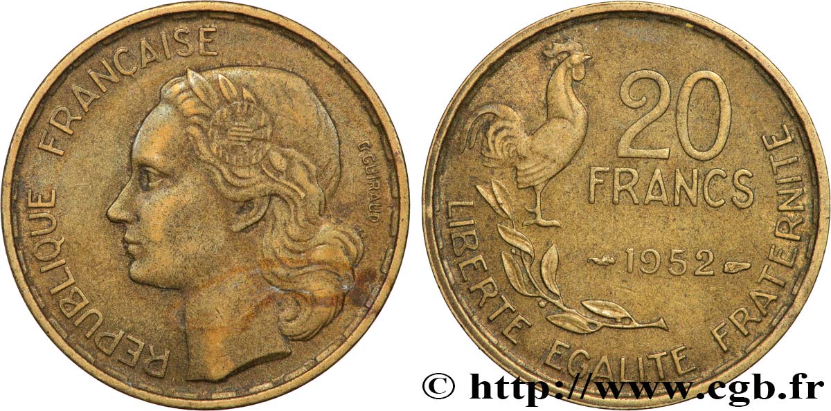 20 francs G. Guiraud 1952  F.402/9 SS 
