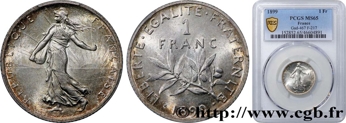 1 franc Semeuse 1899 Paris F.217/3 ST65 PCGS