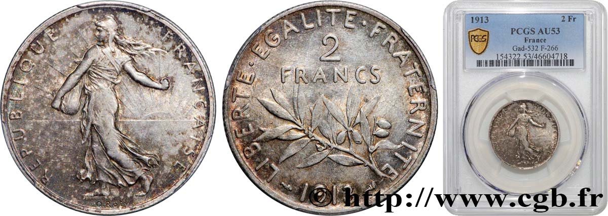 2 francs Semeuse 1913  F.266/14 TTB53 PCGS