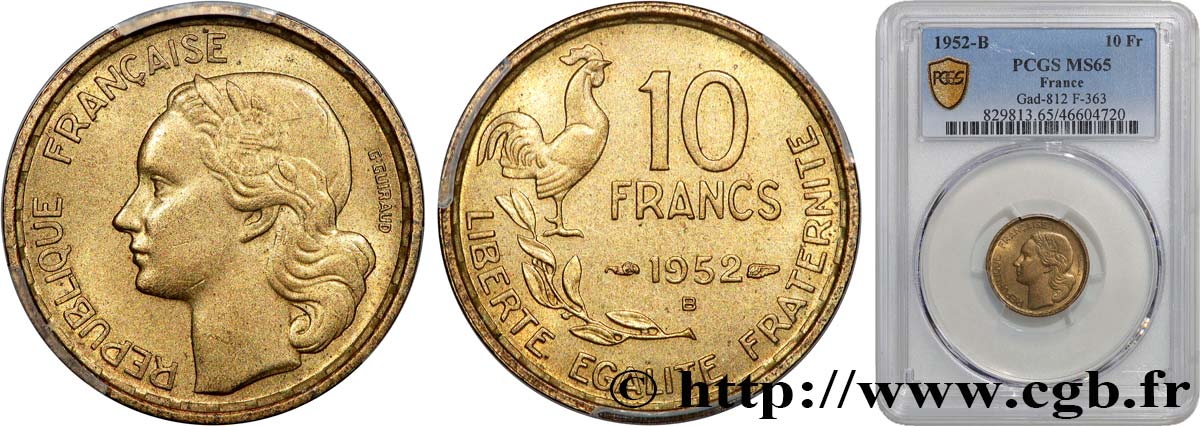 10 francs Guiraud 1952 Beaumont-Le-Roger F.363/7 FDC65 PCGS