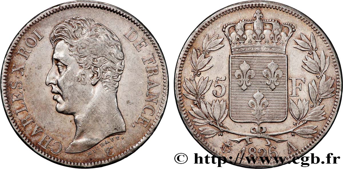 5 francs Charles X, 1er type 1826 Paris F.310/15 TTB 