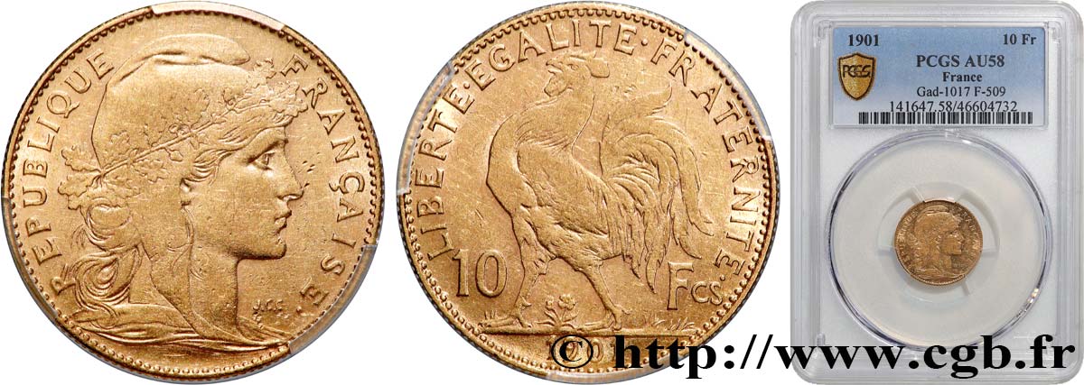 10 francs or Coq 1901 Paris F.509/5 SUP58 PCGS