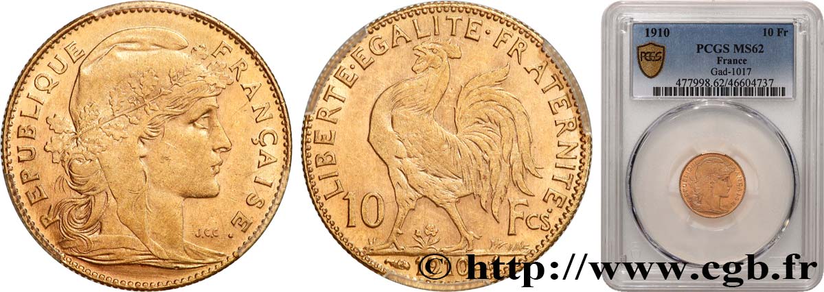 10 francs Coq 1910 Paris F.509/11 EBC62 PCGS