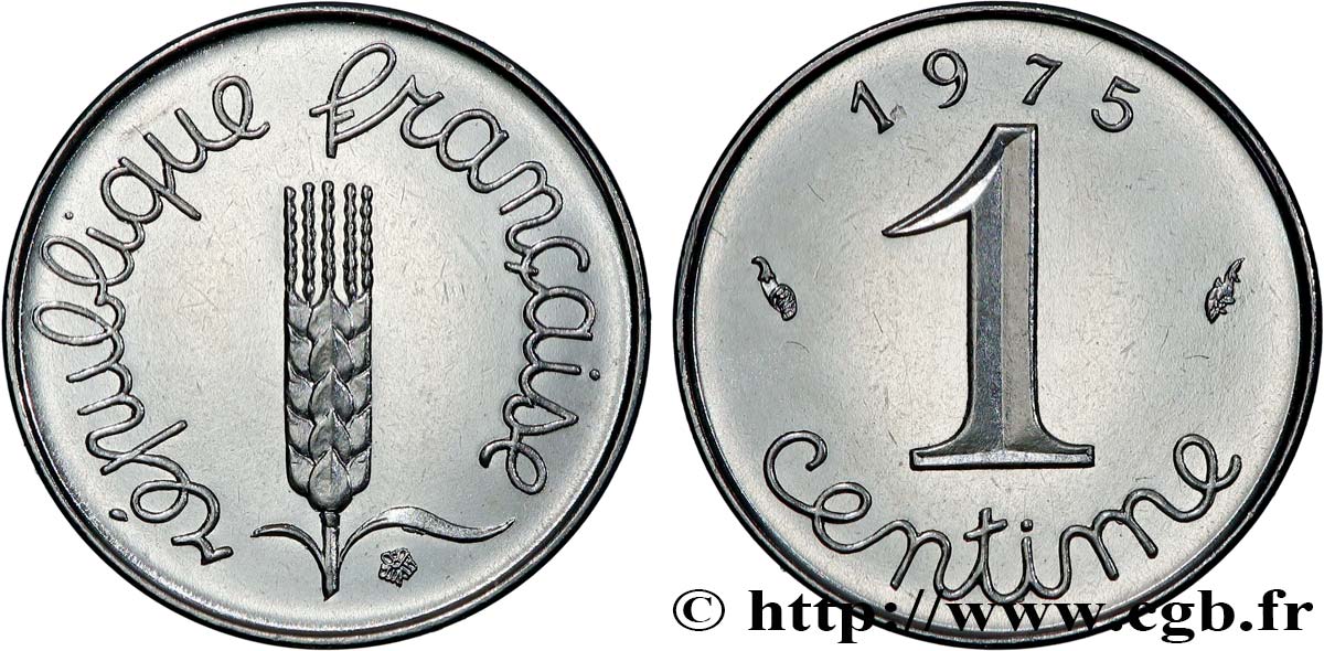 1 centime Épi, avec rebord 1975 Pessac F.106/28 MS65 