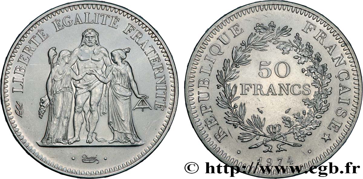 50 francs Hercule, avers de la 20 francs 1974  F.426/1 MS 