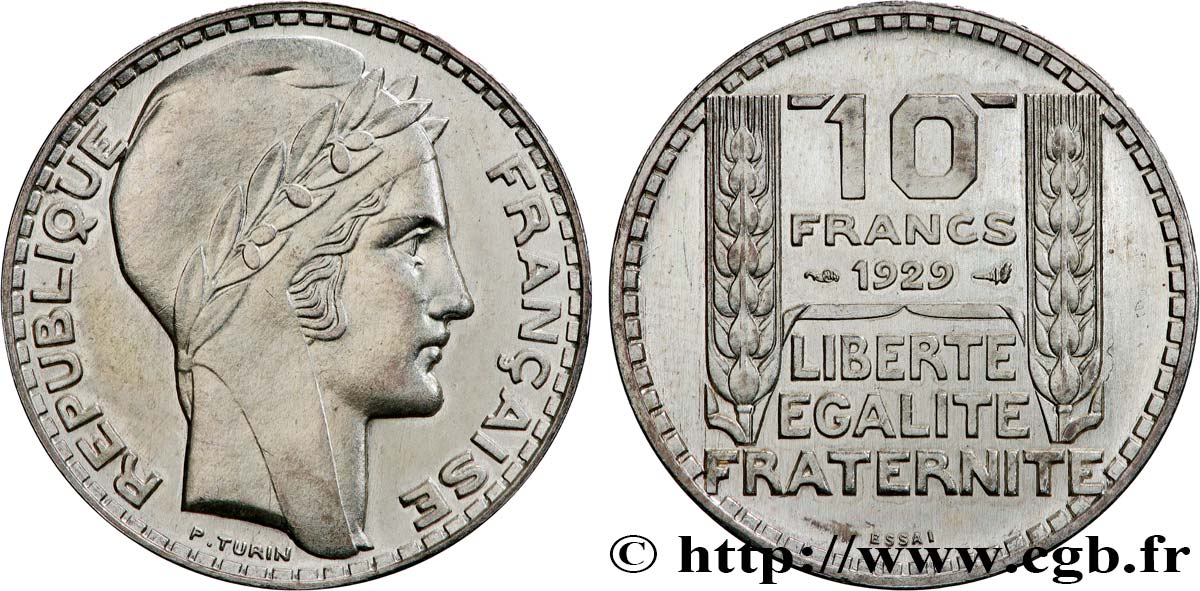 Essai-piéfort de 10 francs Turin 1929  GEM.173 EP fST63 