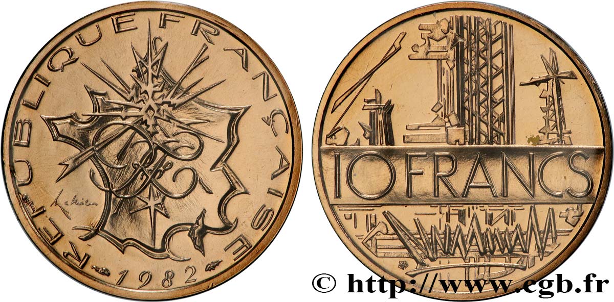 Piéfort Cu-Ni-Al de 10 francs Mathieu 1982 Pessac GEM.186 P1 MS 