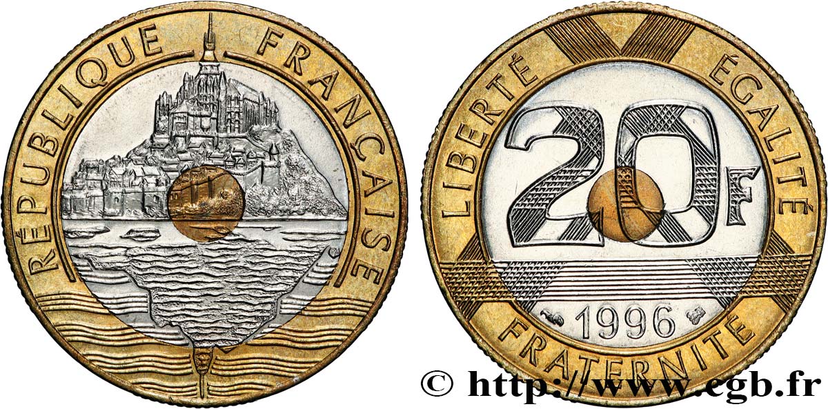 20 francs Mont Saint-Michel (Brillant Universel) 1996 Pessac F.403/12 MS65 