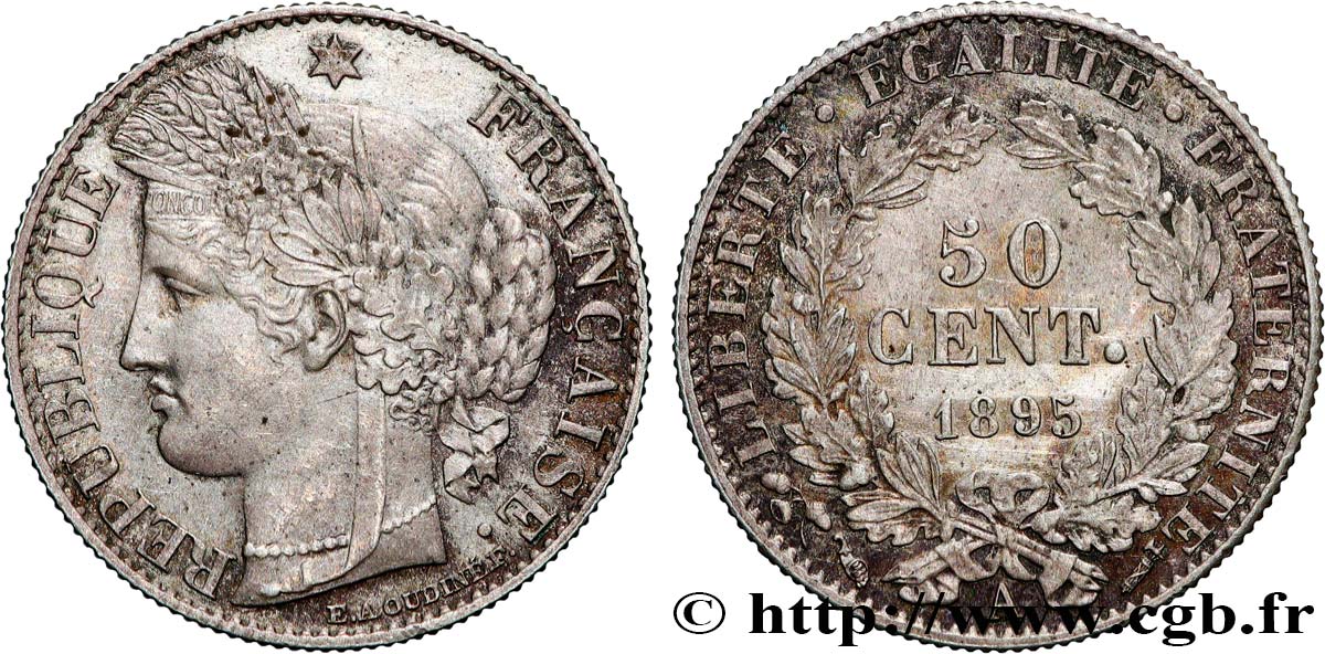 50 centimes Cérès, IIIe République 1895 Paris F.189/16 SUP 