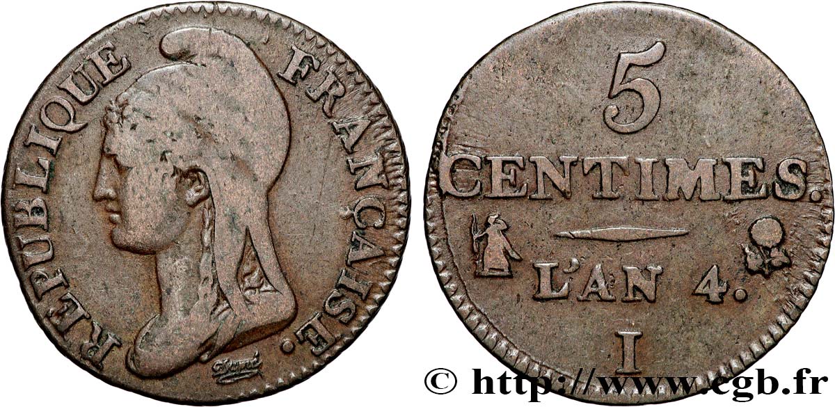 5 centimes Dupré, petit module 1796 Limoges F.113/2 TB25 