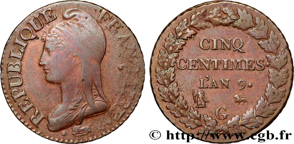 Cinq centimes Dupré, grand module 1801 Genève F.115/158 TB35 