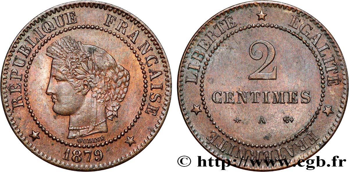 2 centimes Cérès 1879 Paris F.109/5 TTB53 