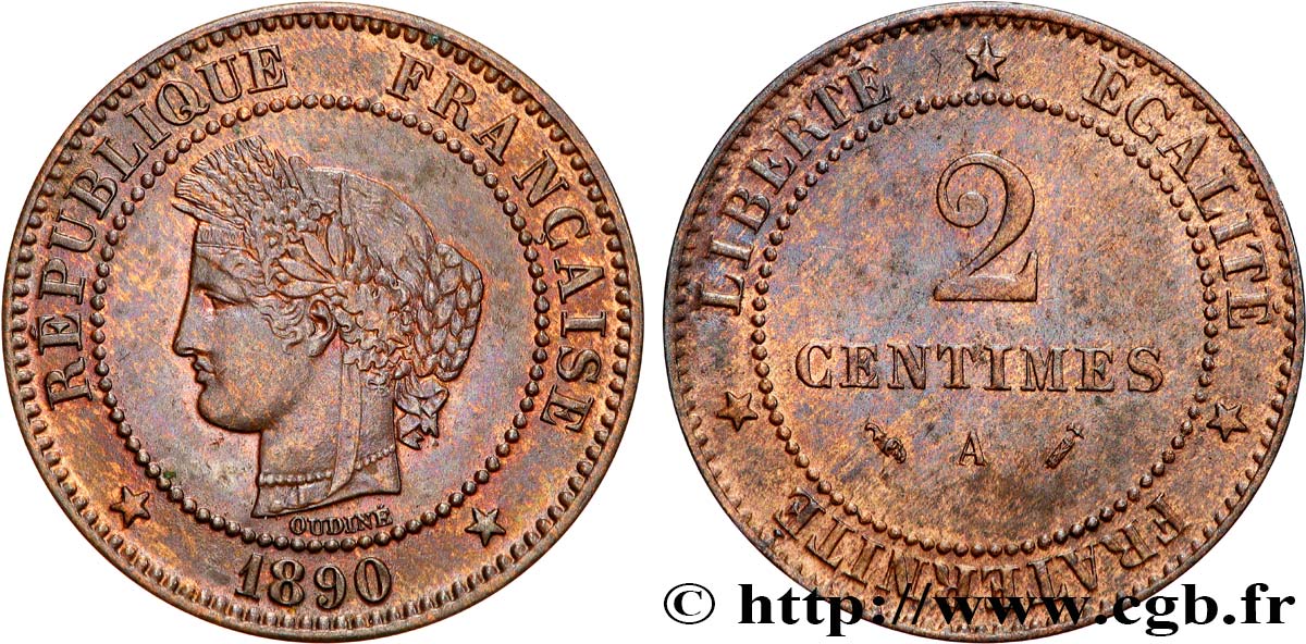 2 centimes Cérès 1890 Paris F.109/16 SUP 