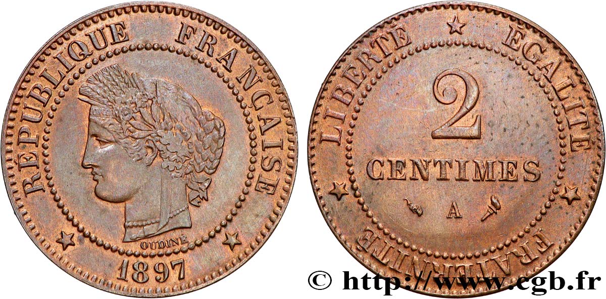 2 centimes Cérès 1897 Paris F.109/23 VZ+ 