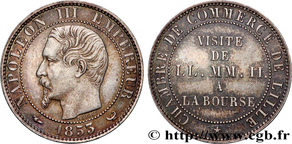 Module cinq centimes argent, visite impériale à Lille les 23 et 24 septembre 1853 Lille VG.3368  AU 