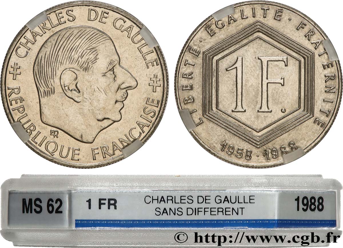 1 franc De Gaulle, sans différents 1988  F.227/3 SUP62 GENI