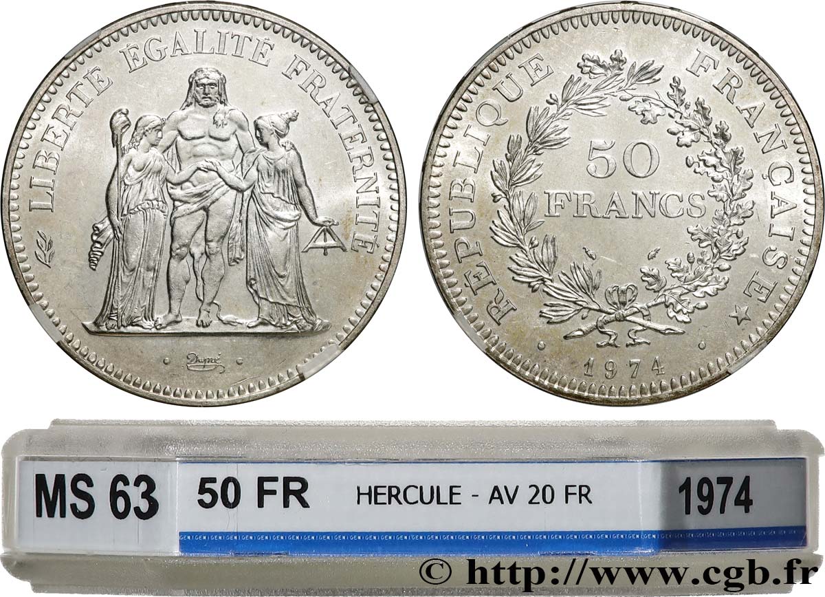 50 francs Hercule, avers de la 20 francs 1974  F.426/1 SPL63 GENI