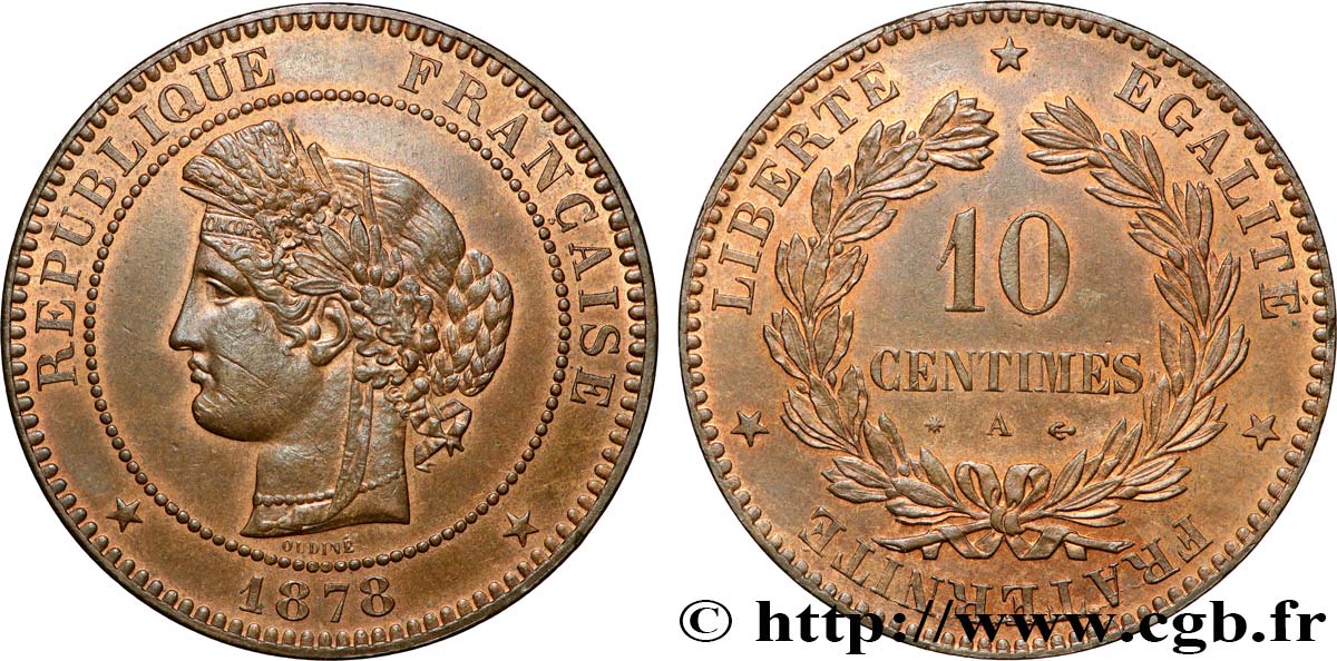 10 centimes Cérès 1878 Paris F.135/20 SUP+ 