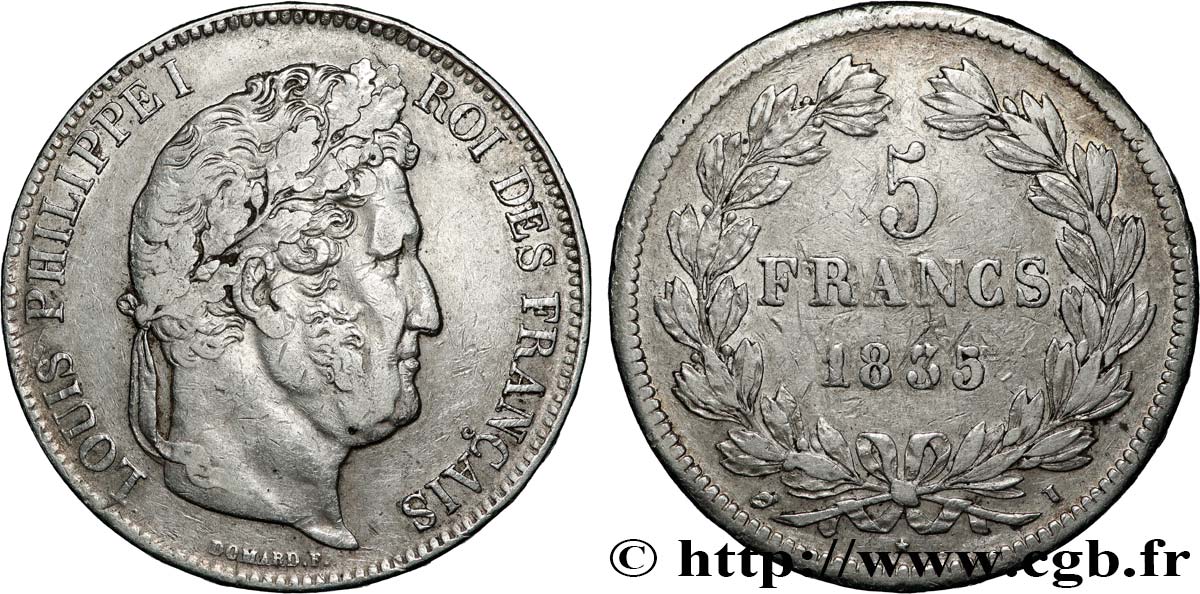 5 francs IIe type Domard 1835 Limoges F.324/47 VF 