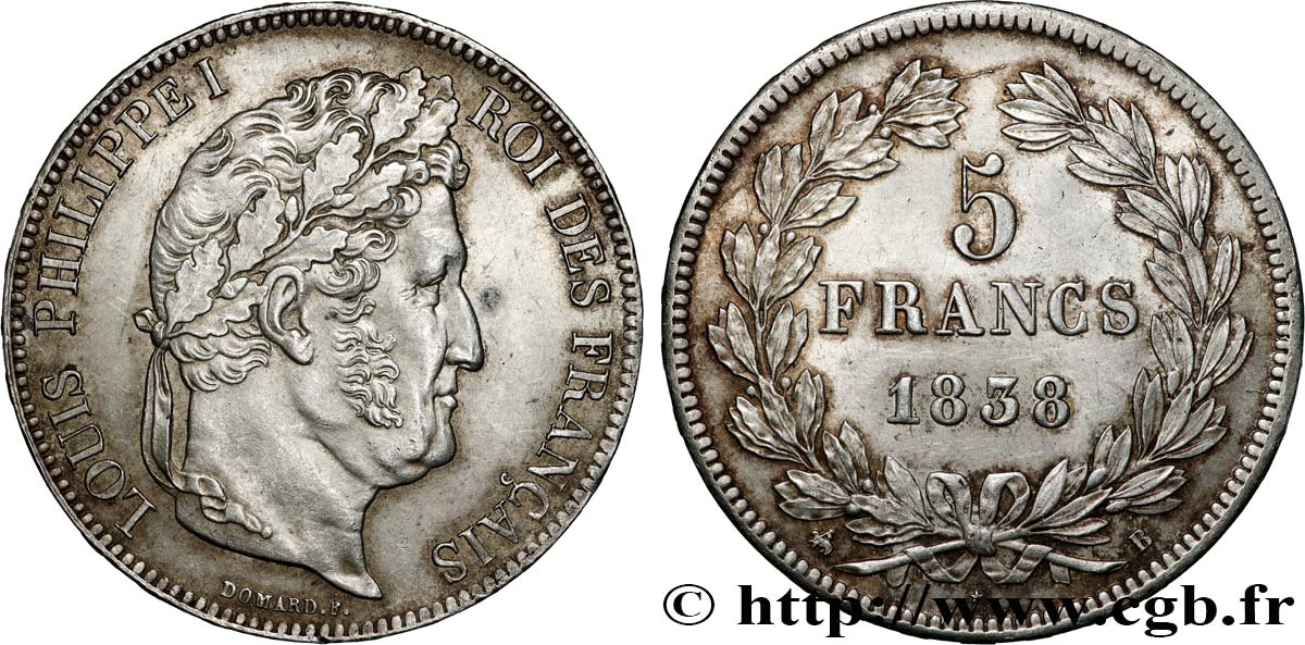 5 francs IIe type Domard 1838 Rouen F.324/69 AU 