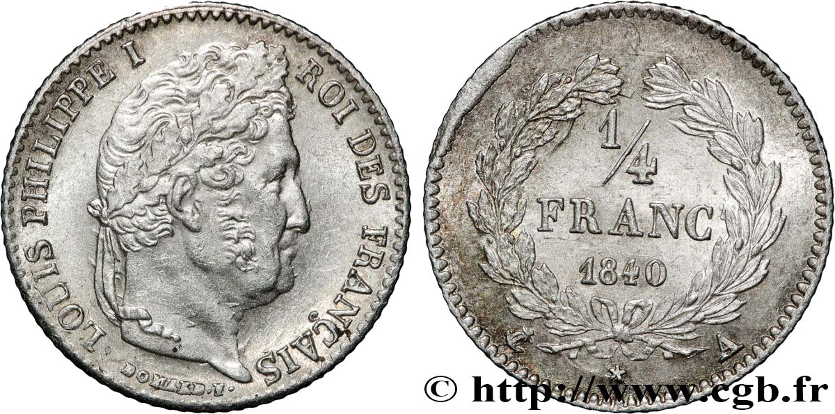 1/4 franc Louis-Philippe 1840 Paris F.166/80 SUP 