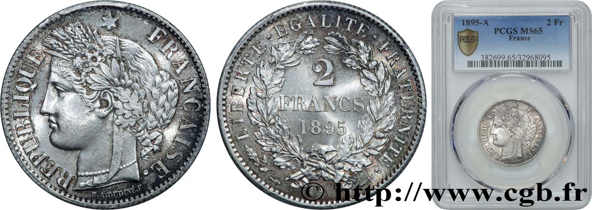 2 francs Cérès, avec légende 1895 Paris F.265/17 FDC65 PCGS