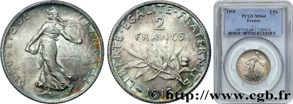 2 francs Semeuse 1915  F.266/17 MS64 PCGS