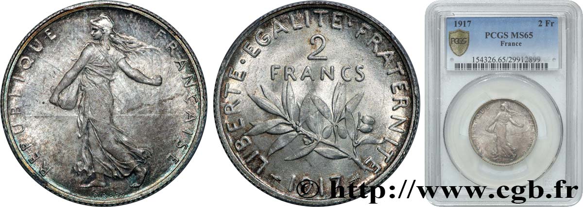 2 francs Semeuse 1917  F.266/19 FDC65 PCGS