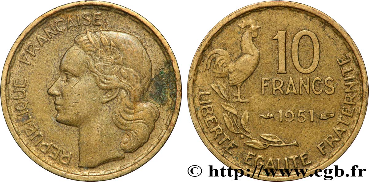 10 francs Guiraud 1951  F.363/4 TTB 