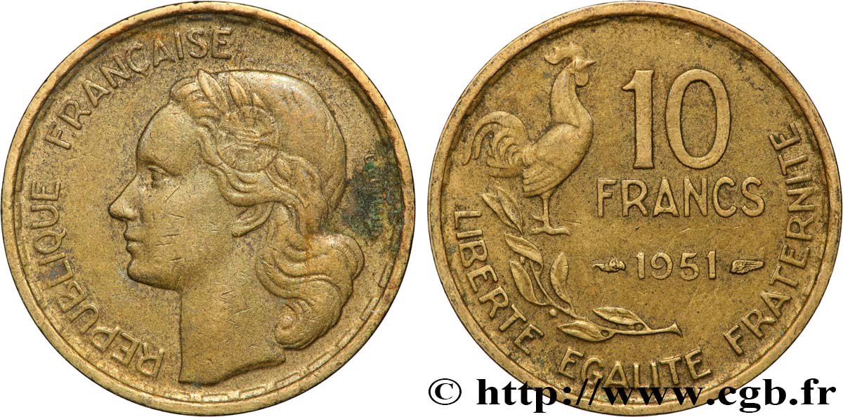 10 francs Guiraud 1951  F.363/4 SS 