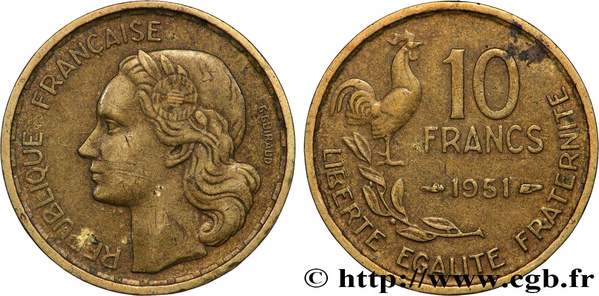 10 francs Guiraud 1951  F.363/4 MBC 