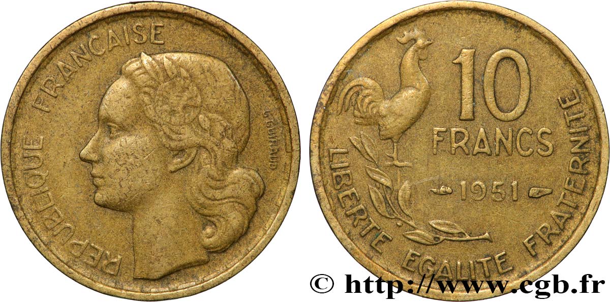 10 francs Guiraud 1951  F.363/4 SS 