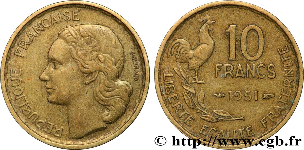10 francs Guiraud 1951  F.363/4 SS 