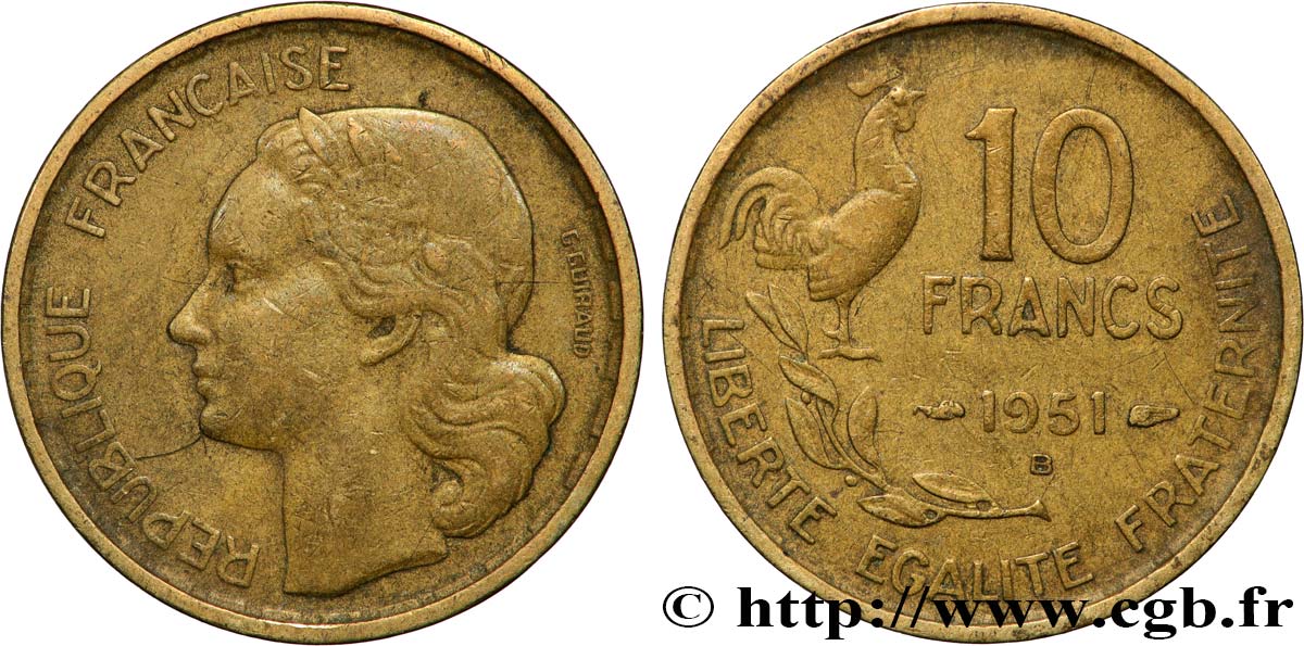 10 francs Guiraud 1951 Beaumont-Le-Roger F.363/5 TB+ 