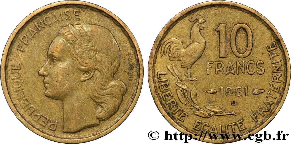10 francs Guiraud 1951 Beaumont-Le-Roger F.363/5 BC+ 