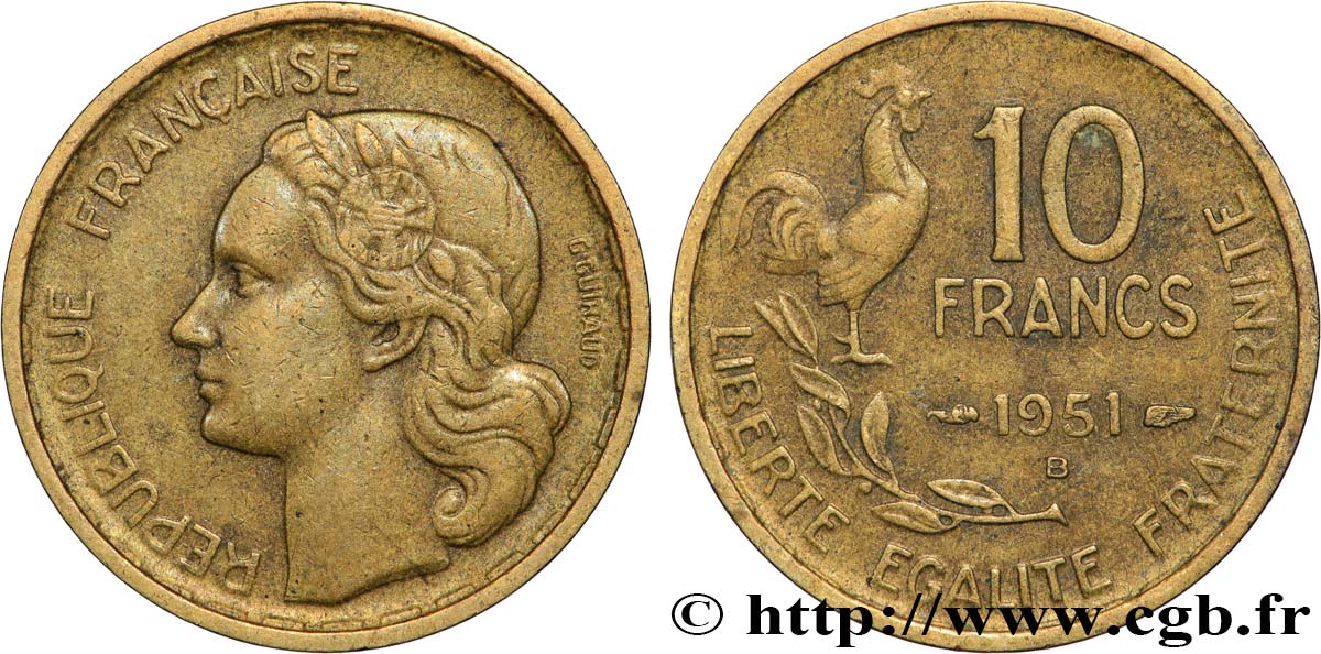 10 francs Guiraud 1951 Beaumont-Le-Roger F.363/5 BC+ 