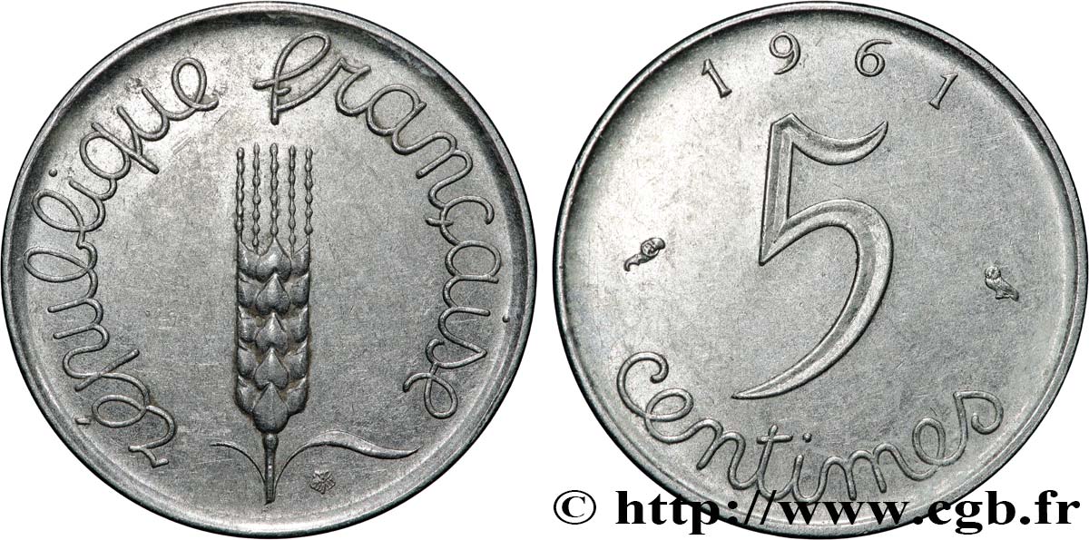 5 centimes Épi 1961  F.124/3 EBC 