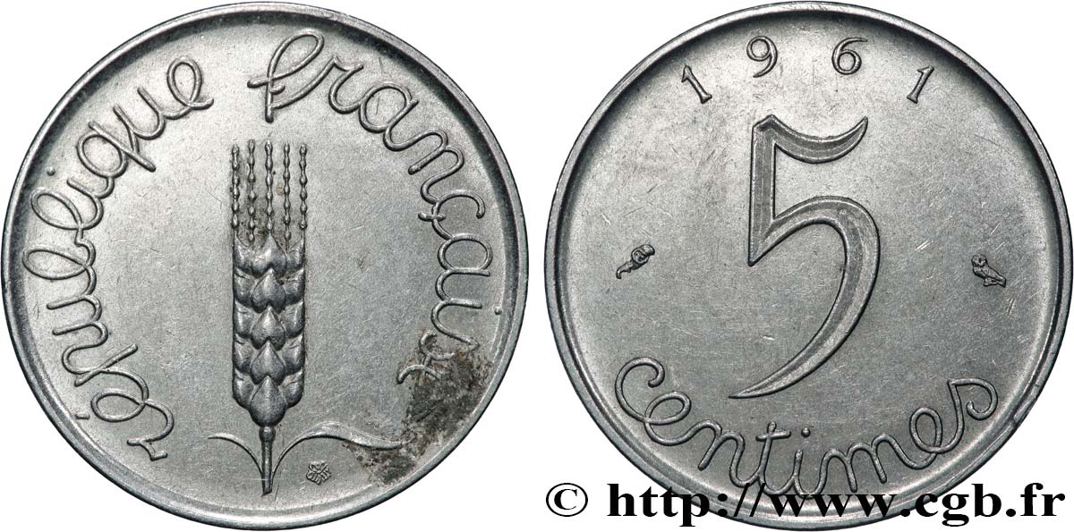 5 centimes Épi 1961  F.124/3 VZ 