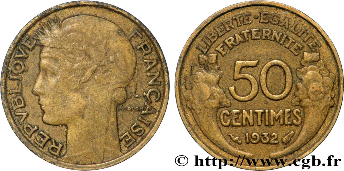 50 centimes Morlon, avec raisin sans fruit 1932  F.192/7 TTB 