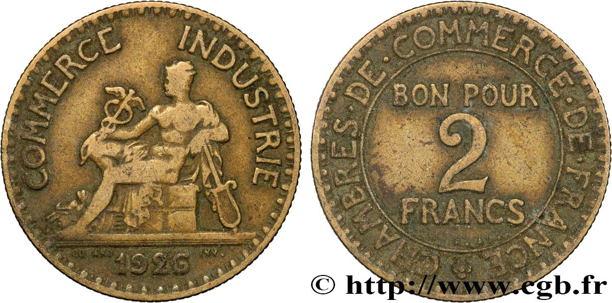 2 francs Chambres de Commerce 1926  F.267/8 VG 