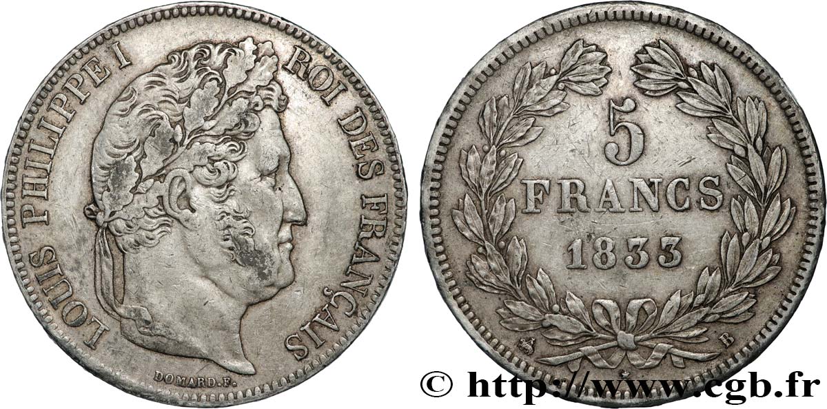 5 francs IIe type Domard 1833 Rouen F.324/15 BB 